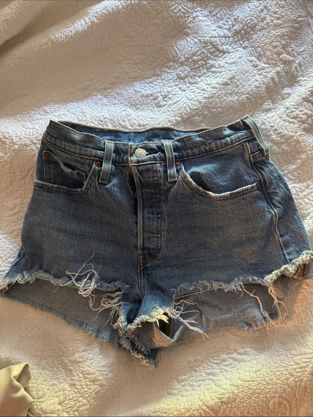 Levi's Distressed Blue Denim Jean Shorts